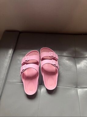 Birkenstock Kids Pink EVA Arizona Two-Strap Slide Sandals